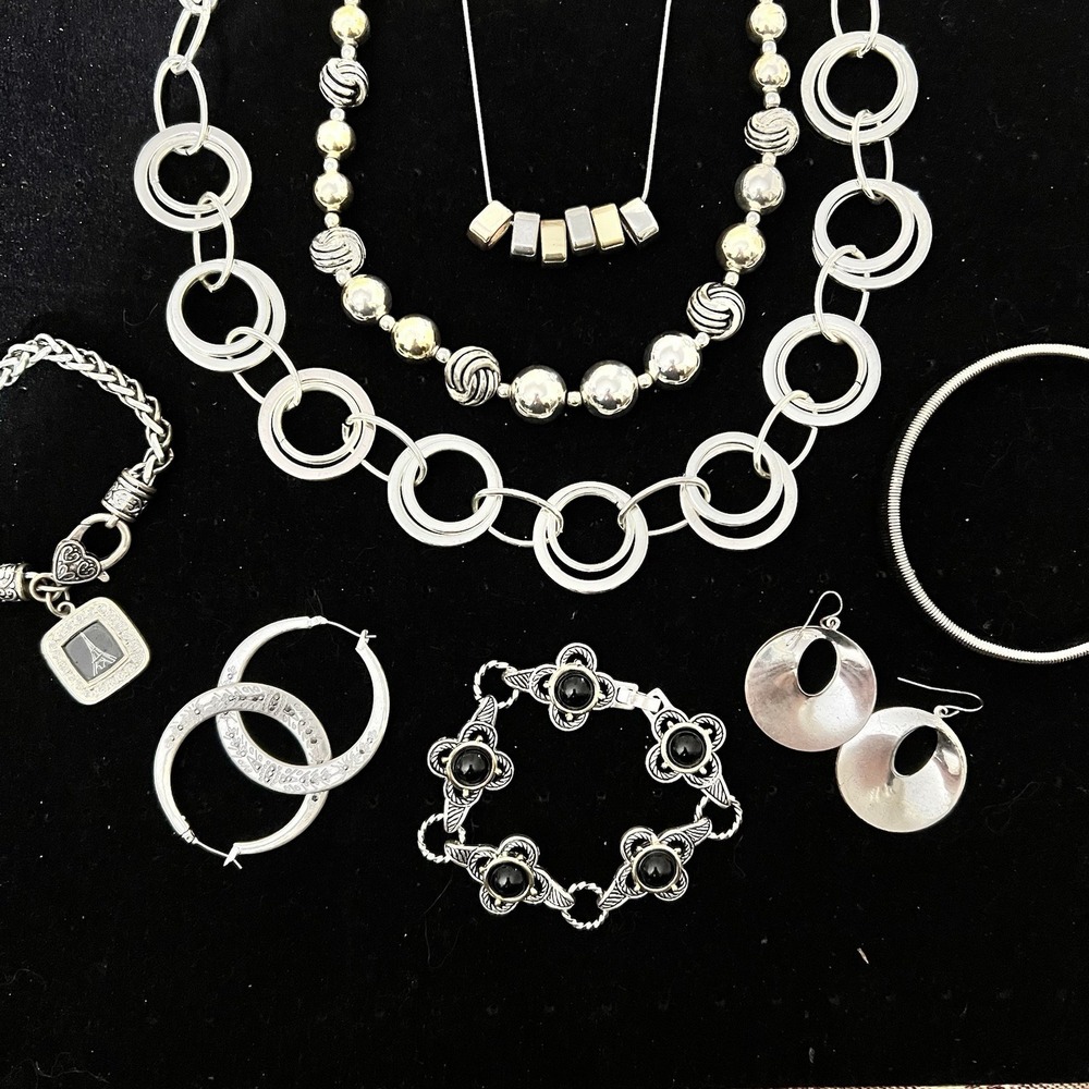 Mixed Metal Jewelry Lot 8pc Silver Gold Excellent